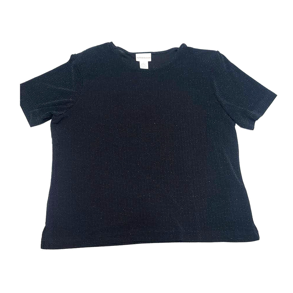 Alfred Dunner women's glitter sparkle black blouse size large
